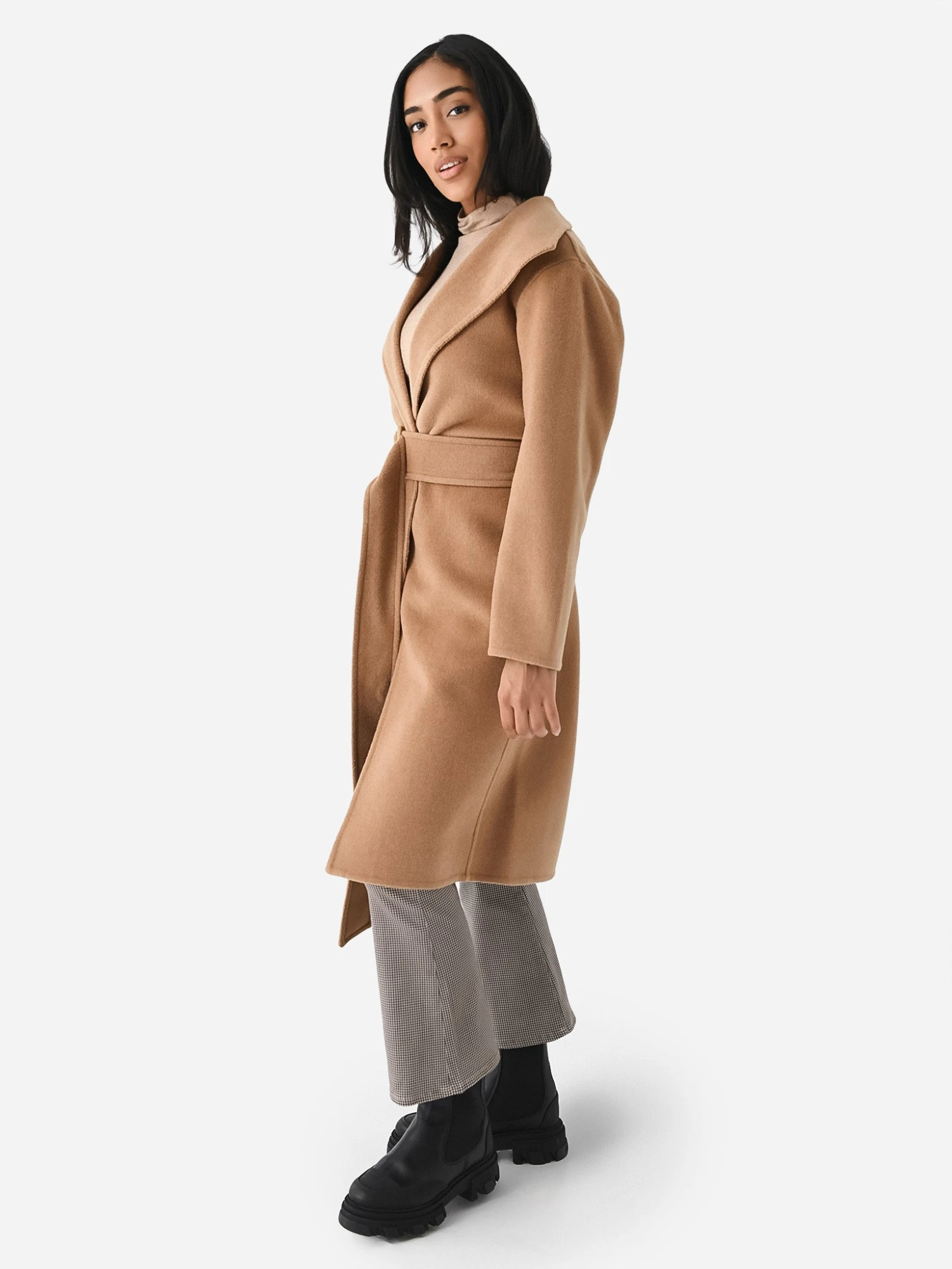 Vince Women's Belted Drape Neck Coat 2 Vince Women's Belted Drape Neck Coat - Image 2