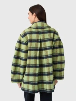 GANNI Women's Check Oversized Brushed Wool Midi Coat -ST.BERNARD Clothing W0992xLIMESHERBETxAlt2 174863406