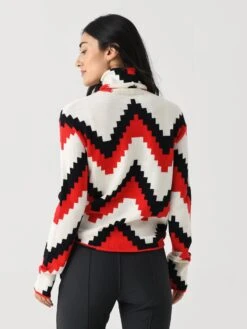 Perfect Moment Women's Chevron Merino Wool Turtleneck Sweater -ST.BERNARD Clothing W3001096xCHEVRONPRINTREDxAlt3 145734006
