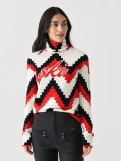 Perfect Moment Women's Chevron Merino Wool Turtleneck Sweater