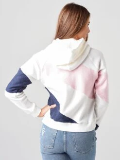 Faherty Brand Women's Ripple Color-Blocked Fleece Hoodie 6 Faherty Brand Women's Ripple Color-Blocked Fleece Hoodie -ST.BERNARD Clothing WKS2028xWHITEPINKNAVYxAlt2