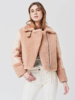 Shoreditch Ski Club Women's Lena Shearling Puffer Jacket -ST.BERNARD Clothing WL081WxPEACHxAlt2 53289111