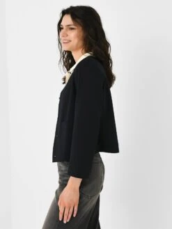 Frame Women's Button Front Jacket -ST.BERNARD Clothing WS24WJA009xNAVYxAlt2 122250328