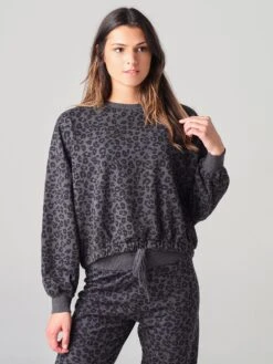 Z Supply Women's Mason Leopard Pullover Sweatshirt -ST.BERNARD Clothing ZT203626xBLACKxPrimary 12854238