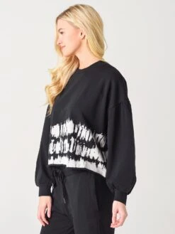 Z Supply Women's Tempest Stripe Tie-Dye Fleece Pullover Sweatshirt -ST.BERNARD Clothing ZT211417xBLACKxAlt2 26337366