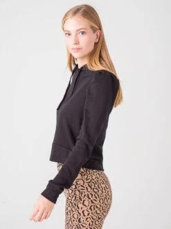 Z Supply Women's Logan Puff Sleeve Hoodie -ST.BERNARD Clothing ZT211710xBLACKxAlt2 43175603