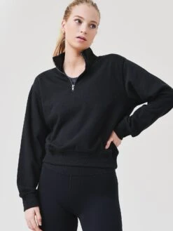 Z Supply Women's Half-Zip Sweatshirt -ST.BERNARD Clothing ZT213317xBLACKxAlt1 53485573