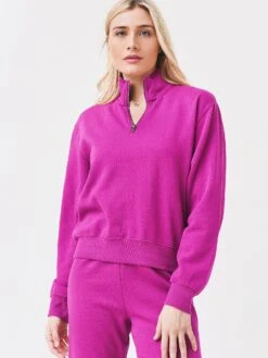 Z Supply Women's Half-Zip Sweatshirt -ST.BERNARD Clothing ZT213317xJEWELPINKxPrimary 52767055
