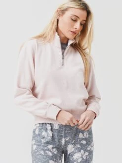 Z Supply Women's Half-Zip Sweatshirt -ST.BERNARD Clothing ZT213317xPINKSKYxPrimary 55620317