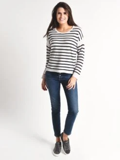 ATM Cashmere Color Blocked Stripe Crew Neck Sweater -ST.BERNARD Clothing aw8261 al lunar navystripealt1