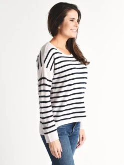 ATM Cashmere Color Blocked Stripe Crew Neck Sweater -ST.BERNARD Clothing aw8261 al lunar navystripealt2