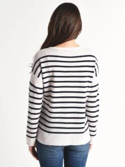ATM Cashmere Color Blocked Stripe Crew Neck Sweater -ST.BERNARD Clothing aw8261 al lunar navystripealt3