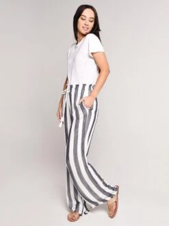 Bella Dahl Tassel Cord Wide Leg Pant -ST.BERNARD Clothing b3029 647 304 blue whitestripealt3