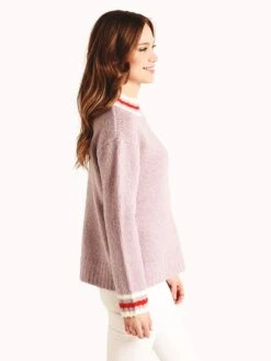 J.O.A. High Neck Stripe Detail Sweater 7 J.O.A. High Neck Stripe Detail Sweater -ST.BERNARD Clothing bc7991 lavenderalt1