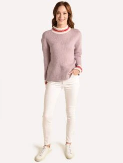 J.O.A. High Neck Stripe Detail Sweater 9 J.O.A. High Neck Stripe Detail Sweater -ST.BERNARD Clothing bc7991 lavenderalt3