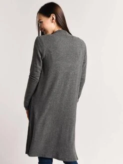 Beyond Yoga High Slit Long Duster Cardigan -ST.BERNARD Clothing bh2116 mid heathergrayalt2