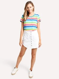 BB Dakota Take Me Out Denim Skirt -ST.BERNARD Clothing bj209373 opticwhitealt3