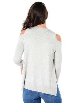 Cental Park West Brighton Cold Shoulder Sweater -ST.BERNARD Clothing c10565 heathergreyalt3