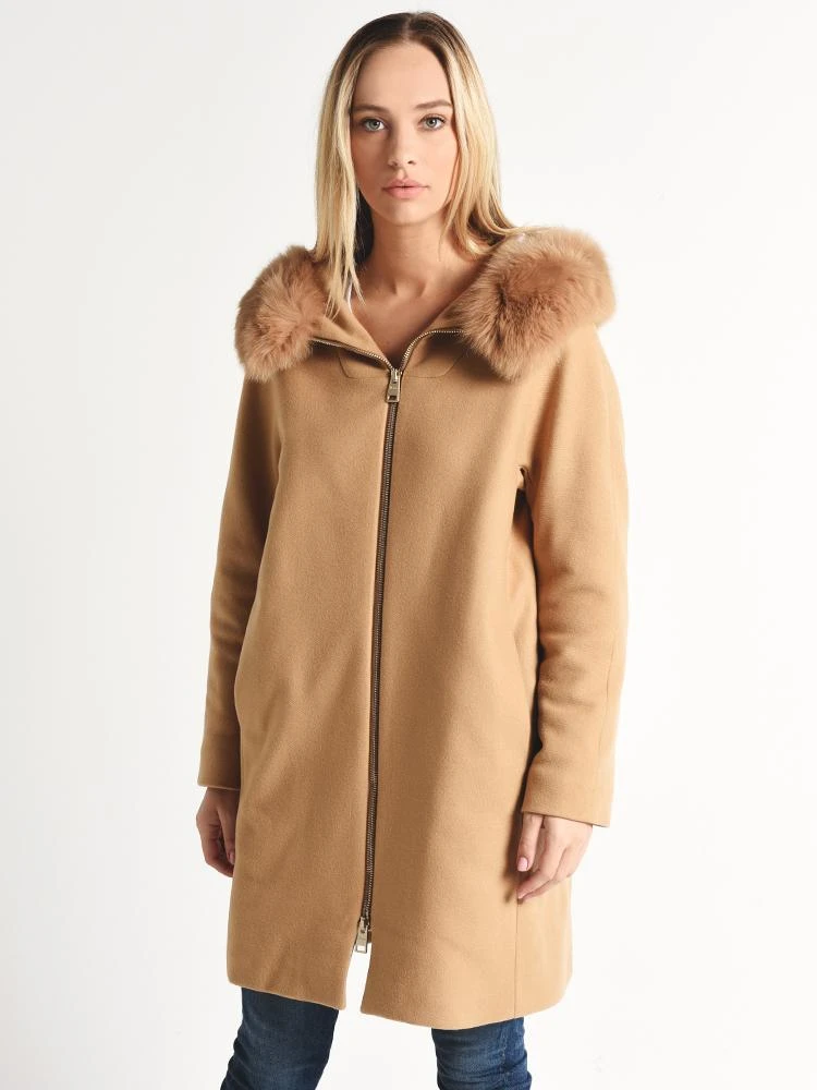 Herno Women's Wool Duffle Coat With Fox Trimmed Hood 2 Herno Women's Wool Duffle Coat With Fox Trimmed Hood - Image 2