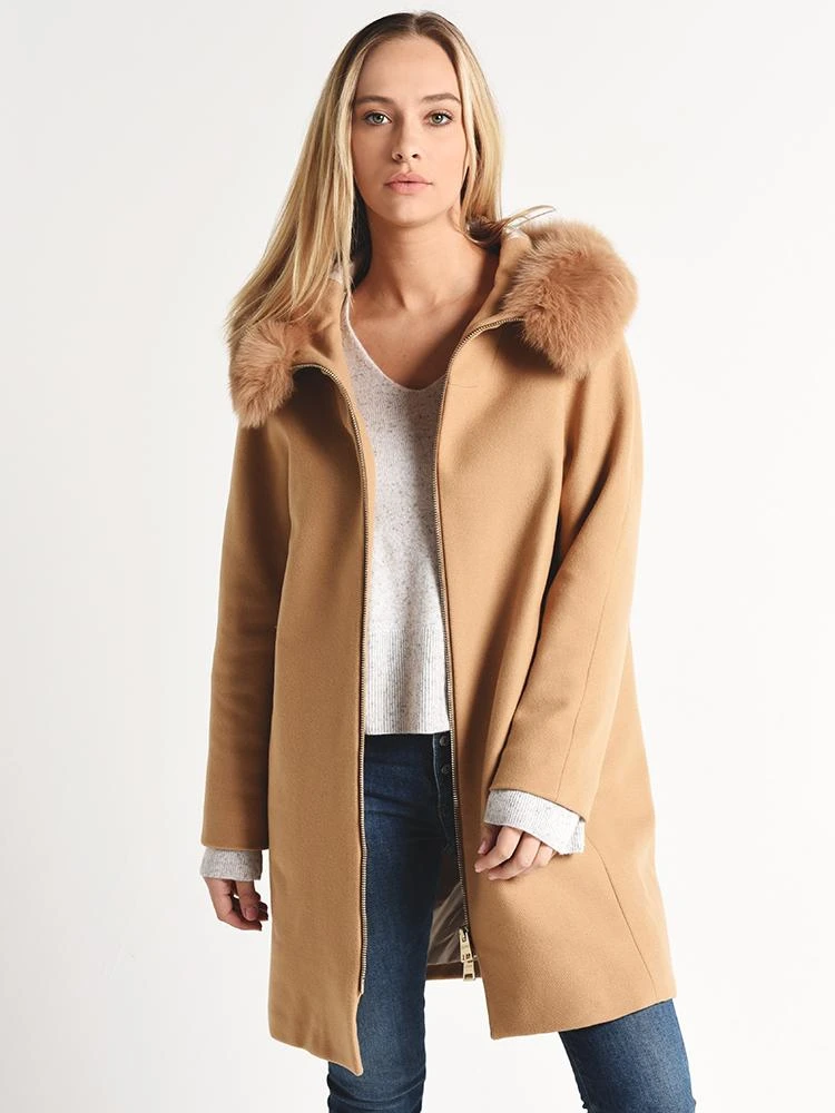 Herno Women's Wool Duffle Coat With Fox Trimmed Hood 4 Herno Women's Wool Duffle Coat With Fox Trimmed Hood - Image 4