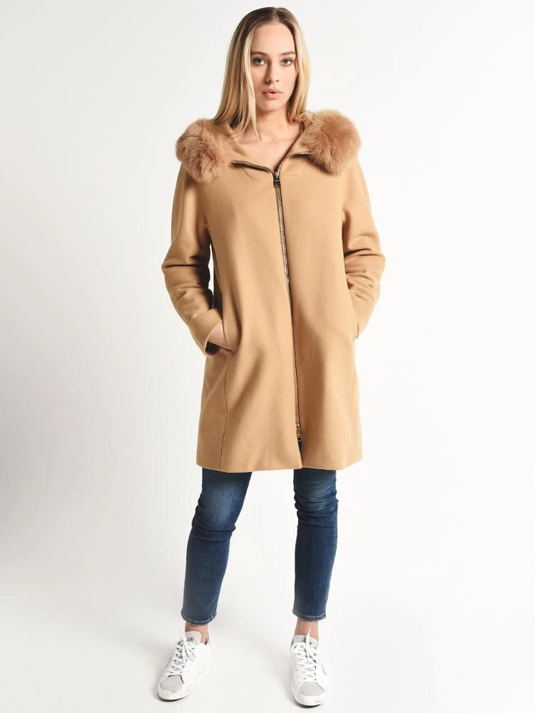 Herno Women's Wool Duffle Coat With Fox Trimmed Hood 5 Herno Women's Wool Duffle Coat With Fox Trimmed Hood - Image 5
