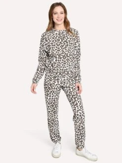 Monrow Women's Leopard Vintage Sweats -ST.BERNARD Clothing hb006 168 naturalalt3