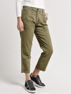 Monrow Studded Military Pants -ST.BERNARD Clothing hb0386 olivealt1
