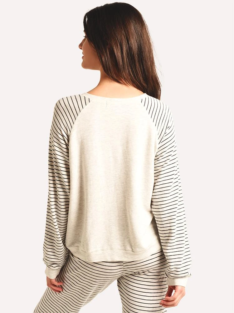 Monrow Love Lips Oversized Raglan Pinstripe Sweatshirt 4 Monrow Love Lips Oversized Raglan Pinstripe Sweatshirt - Image 4