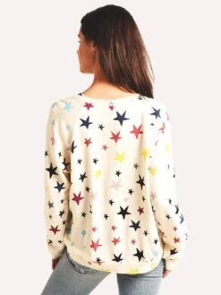 Monrow Falling Stars Oversized Raglan Sweatshirt -ST.BERNARD Clothing ht0571 9 naturalalt2