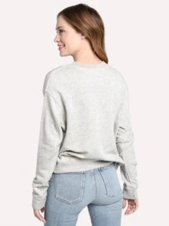 Monrow Women's Oversized Leopard Print Seamed Sweatshirt -ST.BERNARD Clothing ht0733 2 heathergreyalt2