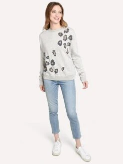 Monrow Women's Oversized Leopard Print Seamed Sweatshirt -ST.BERNARD Clothing ht0733 2 heathergreyalt3