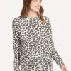 Monrow Women's Leopard Print Seamed Sweatshirt