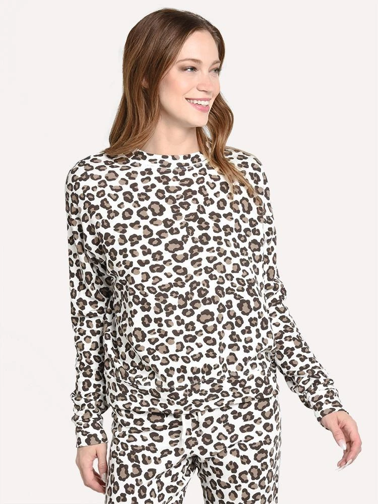 Monrow Women's Leopard Print Seamed Sweatshirt 2 Monrow Women's Leopard Print Seamed Sweatshirt - Image 2