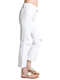 J Brand Women's Selena Mid Rise Crop Bootcut Raw Hem Jeans -ST.BERNARD Clothing jb000457 whitemercyalt2