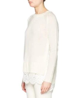 Brochu Walker The Crew Neck Lace Looker Sweater -ST.BERNARD Clothing jer1096 ivory ivorylacealt1
