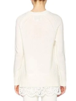 Brochu Walker The Crew Neck Lace Looker Sweater -ST.BERNARD Clothing jer1096 ivory ivorylacealt2