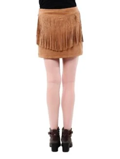 Jack By BB Dakota Eulamay Fringe Faux Suede Skirt -ST.BERNARD Clothing jg39121 eulamay camelalt3