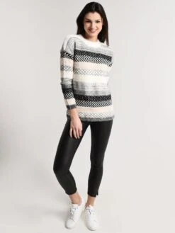 Jack Sundance Mixed Stripe Sweater -ST.BERNARD Clothing ji406427 ivoryalt3