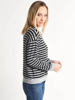 Velvet Landry Cozy Stripe Pullover -ST.BERNARD Clothing landry03 blackalt1