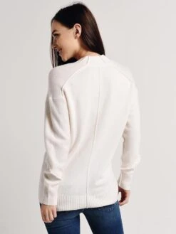 Brochu Walker Allina Fringe Vee Sweater -ST.BERNARD Clothing lux2581 opalovoryalt3