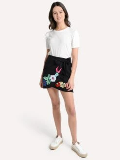 J. Marie Marta Skirt -ST.BERNARD Clothing martaskirt black multiembroideryalt1
