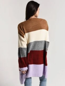 Moon River Bubble Sleeve Oversized Cardigan 8 Moon River Bubble Sleeve Oversized Cardigan -ST.BERNARD Clothing mr4542 lavendarstripealt2