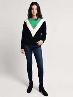 English Factory Color Block Knit Sweater -ST.BERNARD Clothing os104t blackalt1