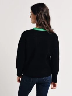 English Factory Color Block Knit Sweater -ST.BERNARD Clothing os104t blackalt2