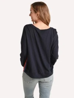 Sundry Side Stripes Easy Long Sleeve Sweatshirt -ST.BERNARD Clothing p3 793t5 navysidestripesalt2