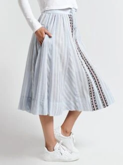 Lemlem Nefasi Button Down Skirt -ST.BERNARD Clothing r1931 skybluealt2