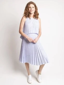 Saylor Serenity Pleated Skirt -ST.BERNARD Clothing serenity blue whitealt3