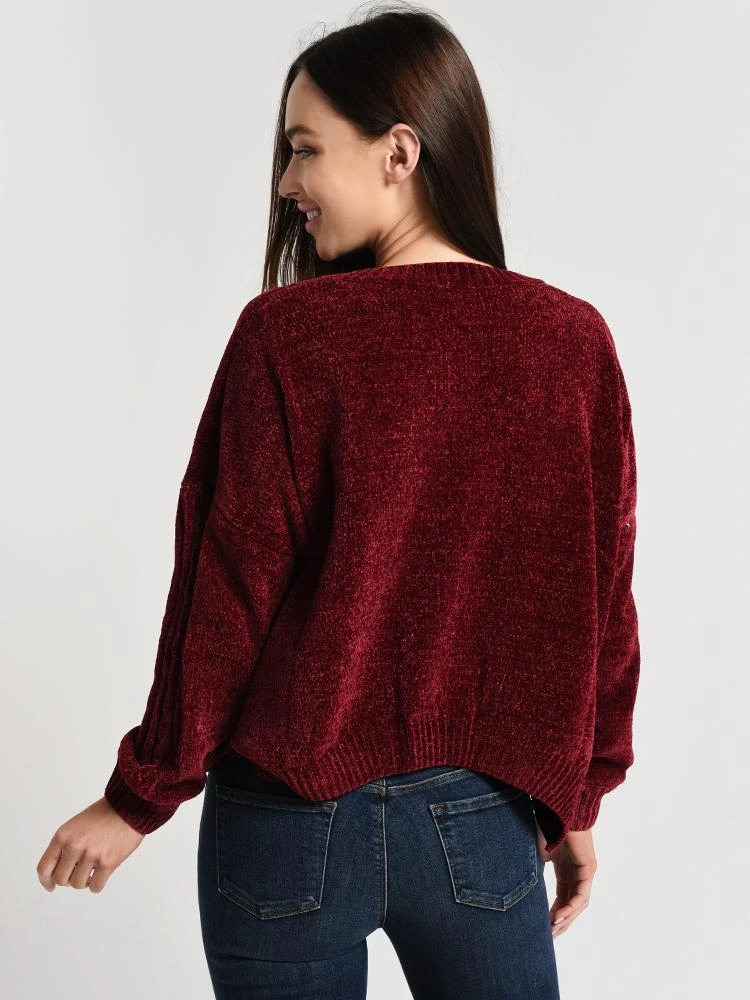 Glam Velour Knit V-Neck Sweater 4 Glam Velour Knit V-Neck Sweater - Image 4