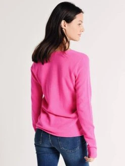 Majestic Cashmere Long Sleeve V-Neck -ST.BERNARD Clothing t011 fpu020 rosefluoalt2