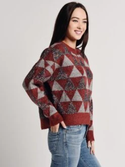 Arkco Triangle Pattern Knit Sweater -ST.BERNARD Clothing th56820r redgreyalt2
